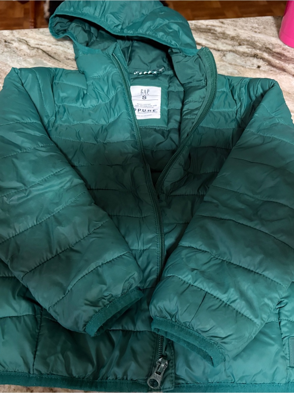 GAP Teal Green Hooded Puffer Jacket - Kids